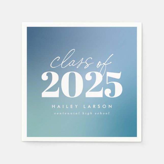 Serviette En Papier Classe tendance de 2024 Blue Gradient Graduation (Devant)