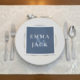 Serviette En Papier Classic Blue Elegant Serif Font ampersand moderne