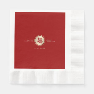 Serviette En Papier Classic Cercle Double Bonheur Mariage chinois