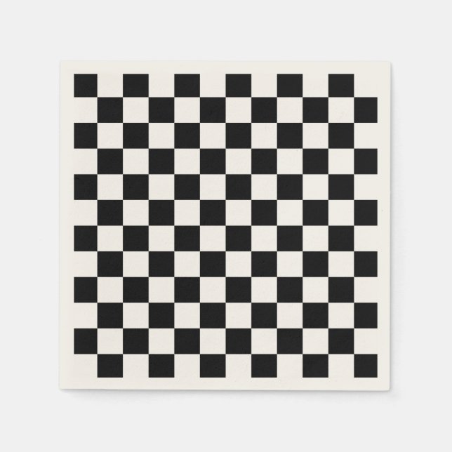 Serviette En Papier Classic Checkerboard Motif noir blanc (Devant)