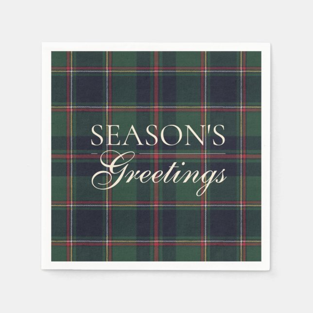 Serviette En Papier Classic Dark Blue Red Green Plaid Pattern (Devant)
