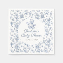 Classic Elegant Blue Boy Baby shower Toile