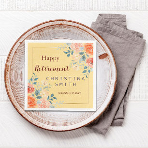 Serviette En Papier Classic Elegant Floral Aquarelle Parti de retraite