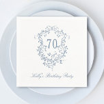 Serviette En Papier Classic French Victorian Blue 70th Birthday Party<br><div class="desc">Cimetière à fleurs bleu victorien classique pour n'importe quel âge. Pour une personnalisation plus avancée de cette conception,  cliquez sur le BOUTON DESIGN TOOL ci-dessus !</div>