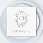 Serviette En Papier Classic French Victorian Blue 80th Birthday Party<br><div class="desc">Cimetière à fleurs bleu victorien classique pour n'importe quel âge. Pour une personnalisation plus avancée de cette conception,  cliquez sur le BOUTON DESIGN TOOL ci-dessus !</div>