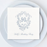 Serviette En Papier Classic French Victorian Blue 90th Birthday Party<br><div class="desc">Cimetière à fleurs bleu victorien classique pour n'importe quel âge. Pour une personnalisation plus avancée de cette conception,  cliquez sur le BOUTON DESIGN TOOL ci-dessus !</div>