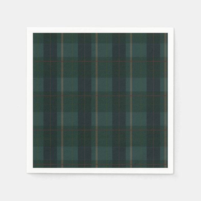 Serviette En Papier Classic Green Plaid Bear Baby Shower  (Devant)