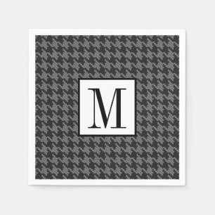Serviette En Papier Classic Houndstooth Noir Monogramme Hommes Motifs