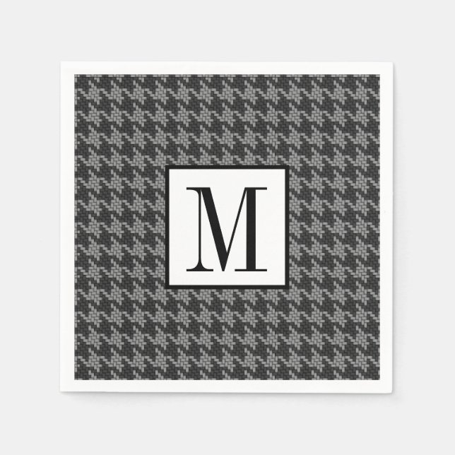 Serviette En Papier Classic Houndstooth Noir Monogramme Hommes Motifs (Devant)