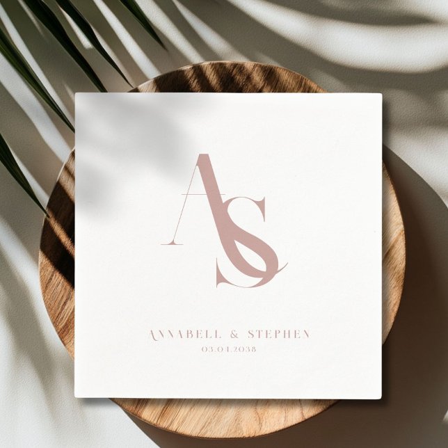 Serviette En Papier Classic, Minimal, Monogramme, Mariage (Classic, Minimal, Monogram, Wedding Napkins)