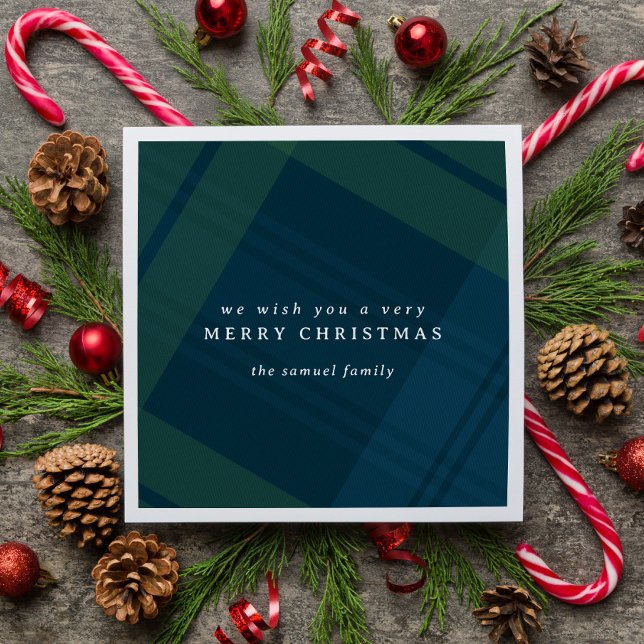 Serviette En Papier Classic Noël plaid simple personnalisé (Créateur téléchargé)