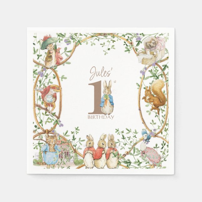 Serviette En Papier Classic Pierre le lapin Anniversaire (Devant)