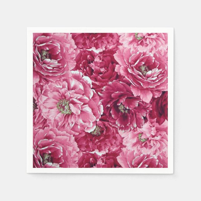 Serviette En Papier Classic Pink Peonies Clusters | Naples florales (Devant)