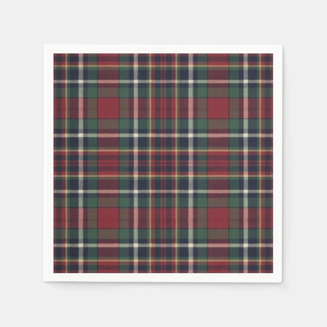 Serviette En Papier Classic Red Dark Blue Green Plaid Pattern (Devant)