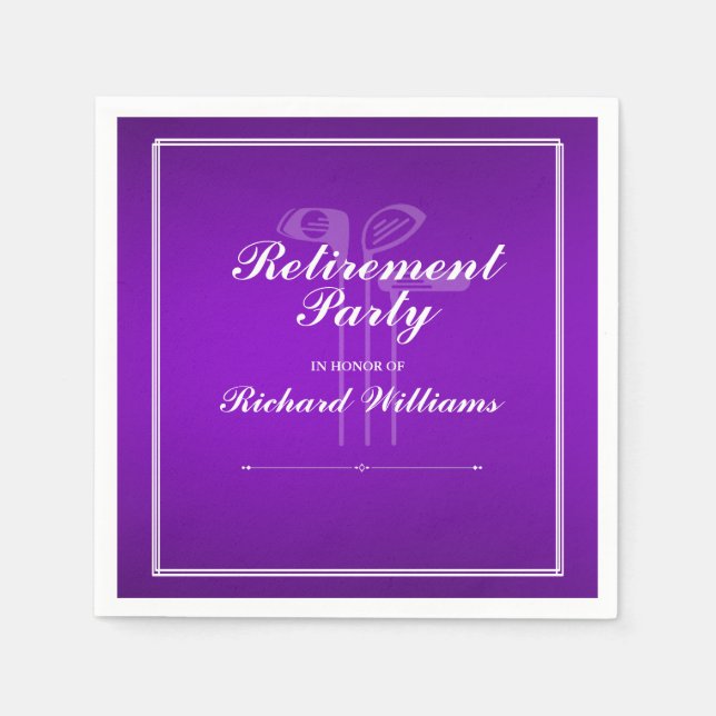 Serviette En Papier Classic Retraite Golf Thème Purple Blanc (Devant)