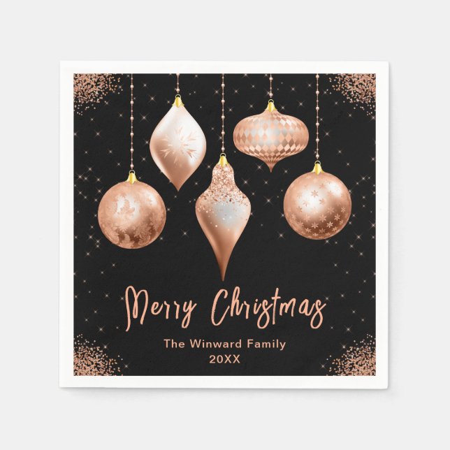Serviette En Papier Classic Rose Gold Ornament Christmas (Devant)