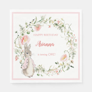 Serviette En Papier Classic rose Pierre le lapin Floral Anniversaire