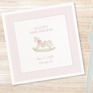 Serviette En Papier Classic Simple Rose Rocking Cheval Baby shower fil