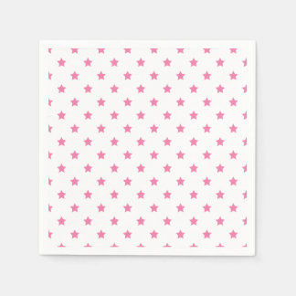 Serviette En Papier Classic Stars Fuchsia Pink - White