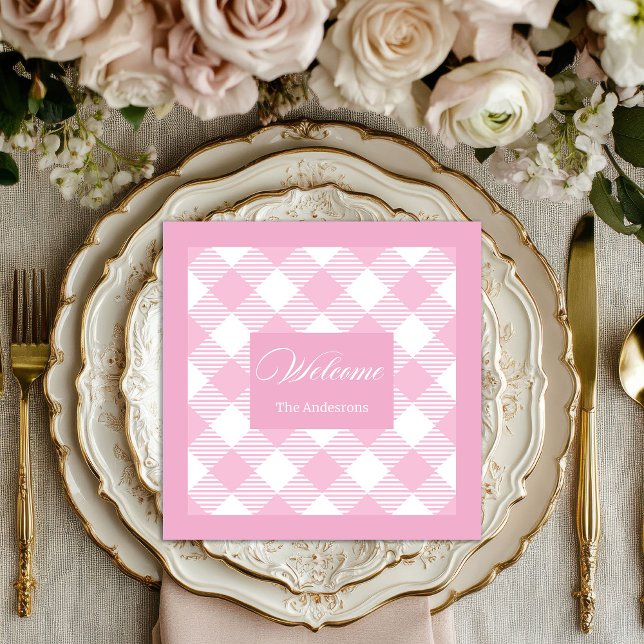 Serviette En Papier Classic Tartan Napkins Personalized Pink Style (Classic Tartan Napkins Personalized Pink Style)