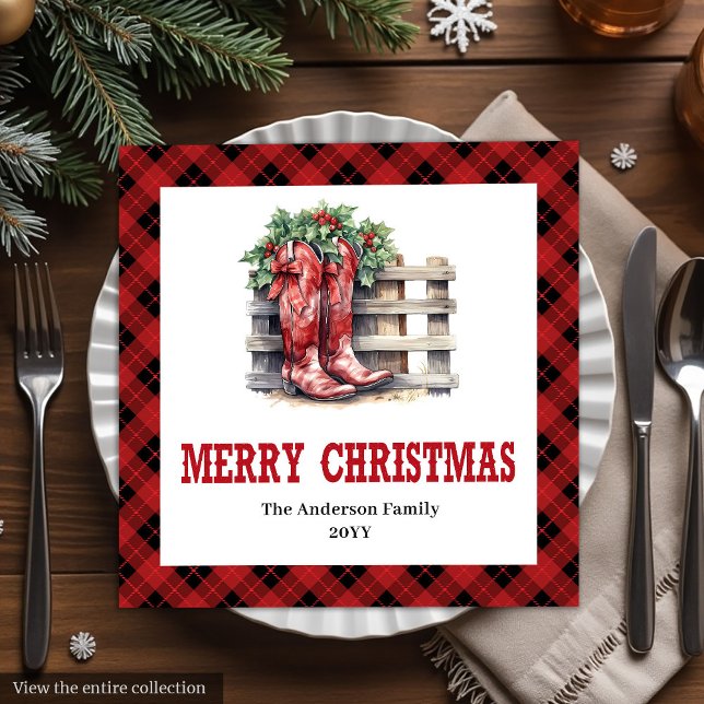 Serviette En Papier Classic Western Buffalo Check Xmas Party Napkins (Classic Western Buffalo Check Party Napkins)
