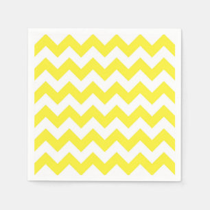 Serviette En Papier Classic Yellow and White Chevron