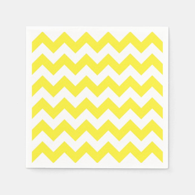 Serviette En Papier Classic Yellow and White Chevron (Devant)