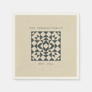 Serviette En Papier Classique Couette Beige Noir Famille Personnalisée