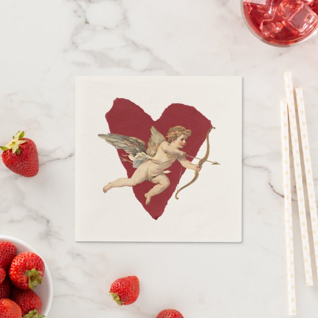 Serviette En Papier Classique Cupidon Romantique Moderne Mariage Éléga (En situation)