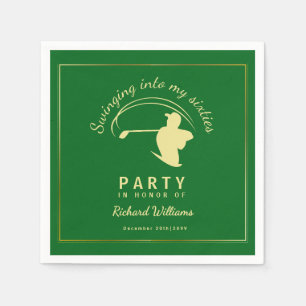 Serviette En Papier Classique de golf vert Joueur doré Hommes 60 ans