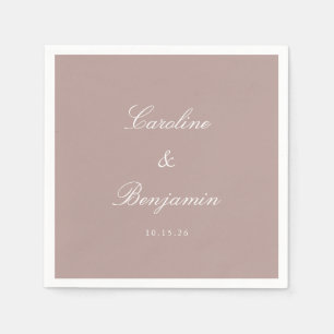Serviette En Papier Classique Dusty Mauve Script Mariage élégant Perso