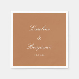 Serviette En Papier Classique Écriture Terracotta Élégant Mariage Sur
