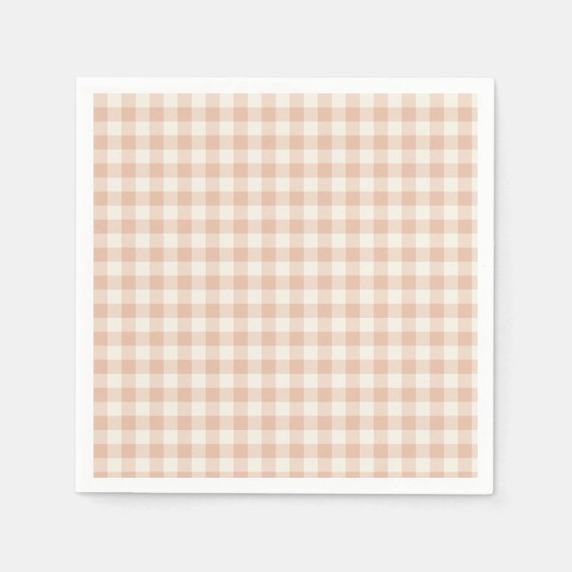 Serviette En Papier Classique Gingham Début d'Automne | Abricot Chaud (Devant)