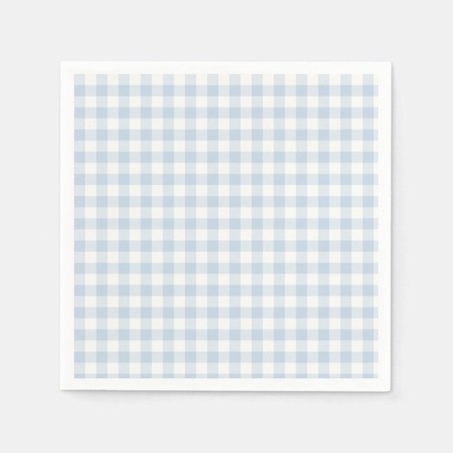 Serviette En Papier Classique Gingham Début d'Automne | Bleu Poussiére (Devant)