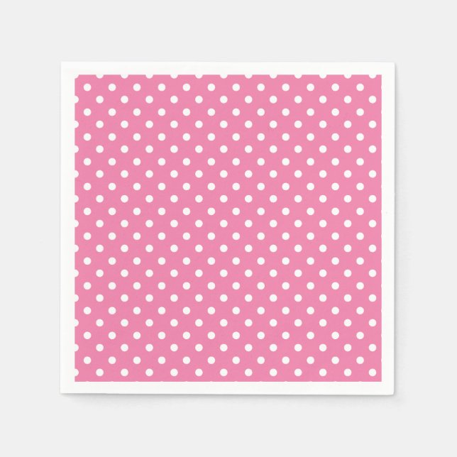 Serviette En Papier Classique pois blanc - Fuchsia rose (Devant)