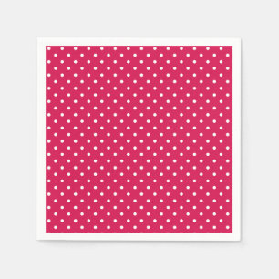 Serviette En Papier Classique pois blanc - Rouge framboise