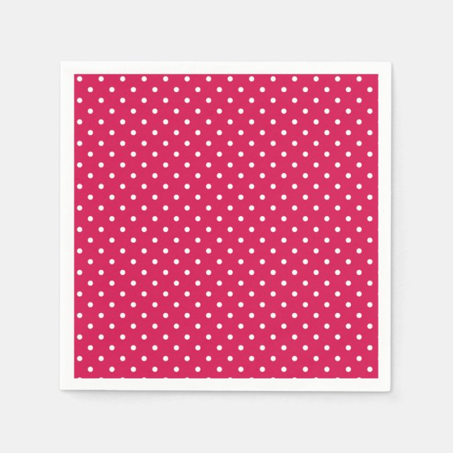 Serviette En Papier Classique pois blanc - Rouge framboise (Devant)