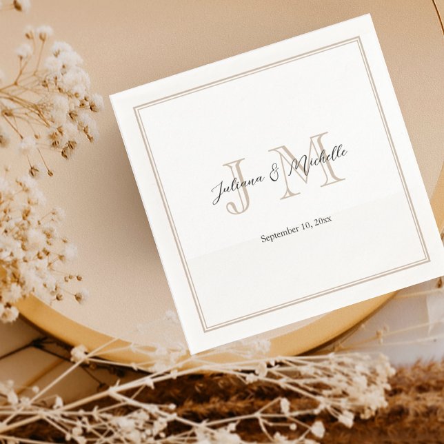 Serviette En Papier Classique Simple Moderne Initiales Monogramme Mini (Créateur téléchargé)