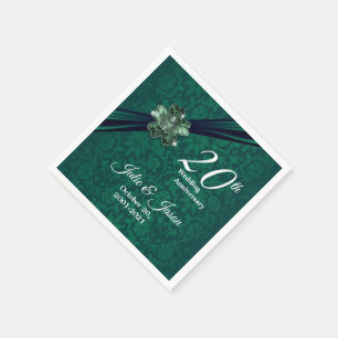 Serviette En Papier Classy 20th Emerald Mariage Anniversaire