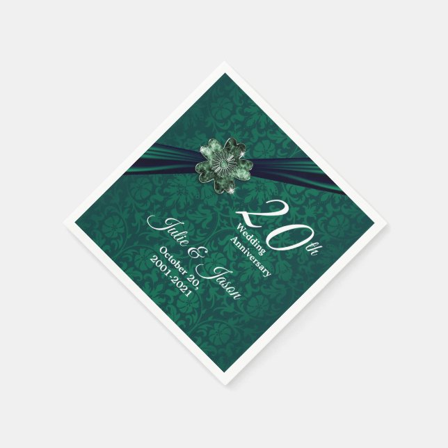 Serviette En Papier Classy 20th Emerald Mariage Anniversaire (Coin)