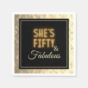 Serviette En Papier Classy 50 & Fabuleux Gold Birthday Party