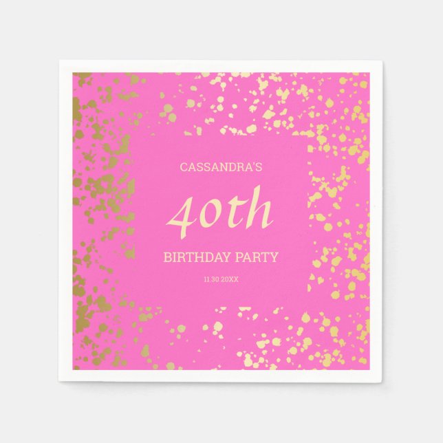 Serviette En Papier Classy Egypt Gold arrose Anniversaire rose (Devant)