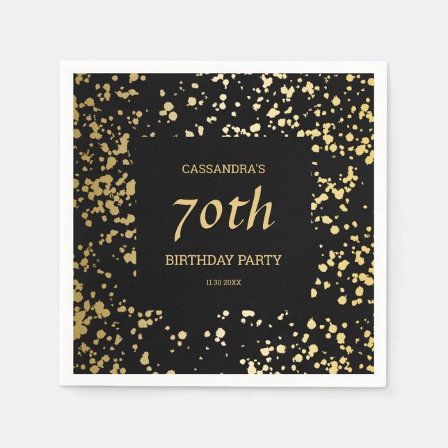 Serviette En Papier Classy Egypt Gold arrose noir Anniversaire (Devant)