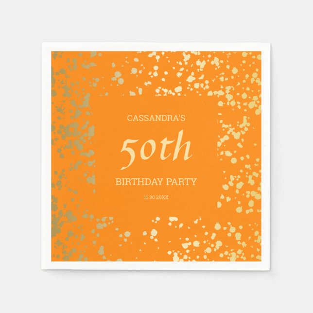 Serviette En Papier Classy Egypt Gold arrose Orange Anniversaire (Devant)