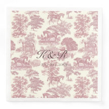 Classy Elegant Rose Horse Toile Nom Initiales