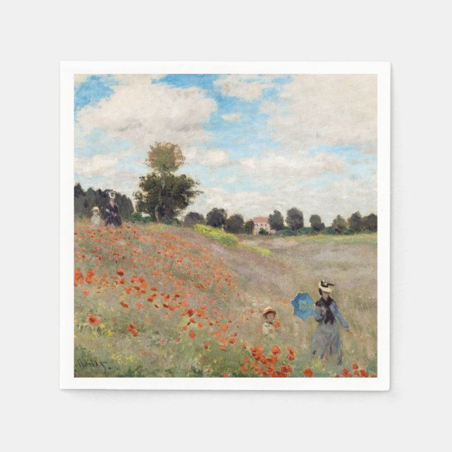 Serviette En Papier Claude Monet - Champ de coquelicots (Devant)