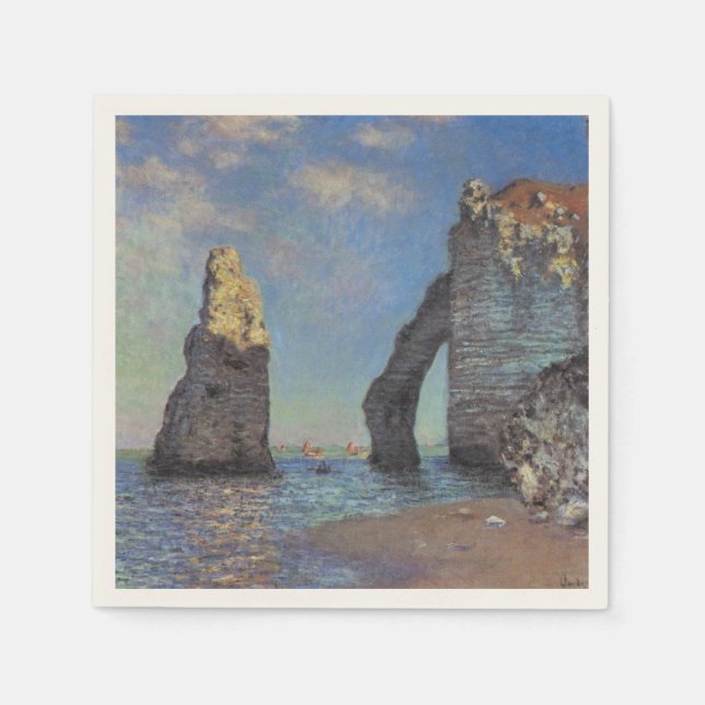 Serviette En Papier Claude Monet Cliffs at Etretat Impressionist Paint (Devant)