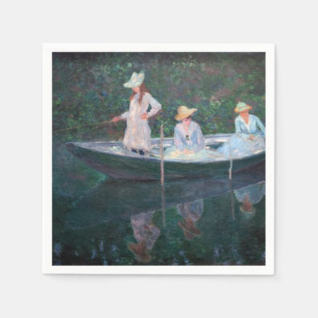 Serviette En Papier Claude Monet - En Norvegienne Bateau à Giverny (Devant)
