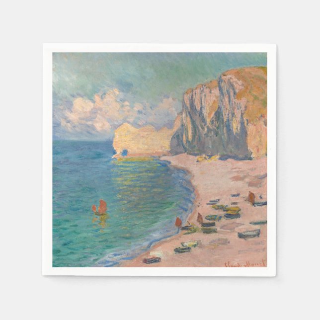 Serviette En Papier Claude Monet - Etretat : Plage et Falaise d'Amont (Devant)