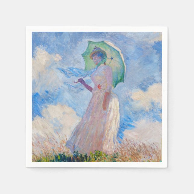 Serviette En Papier Claude Monet - Femme avec Parasol face à gauche (Devant)